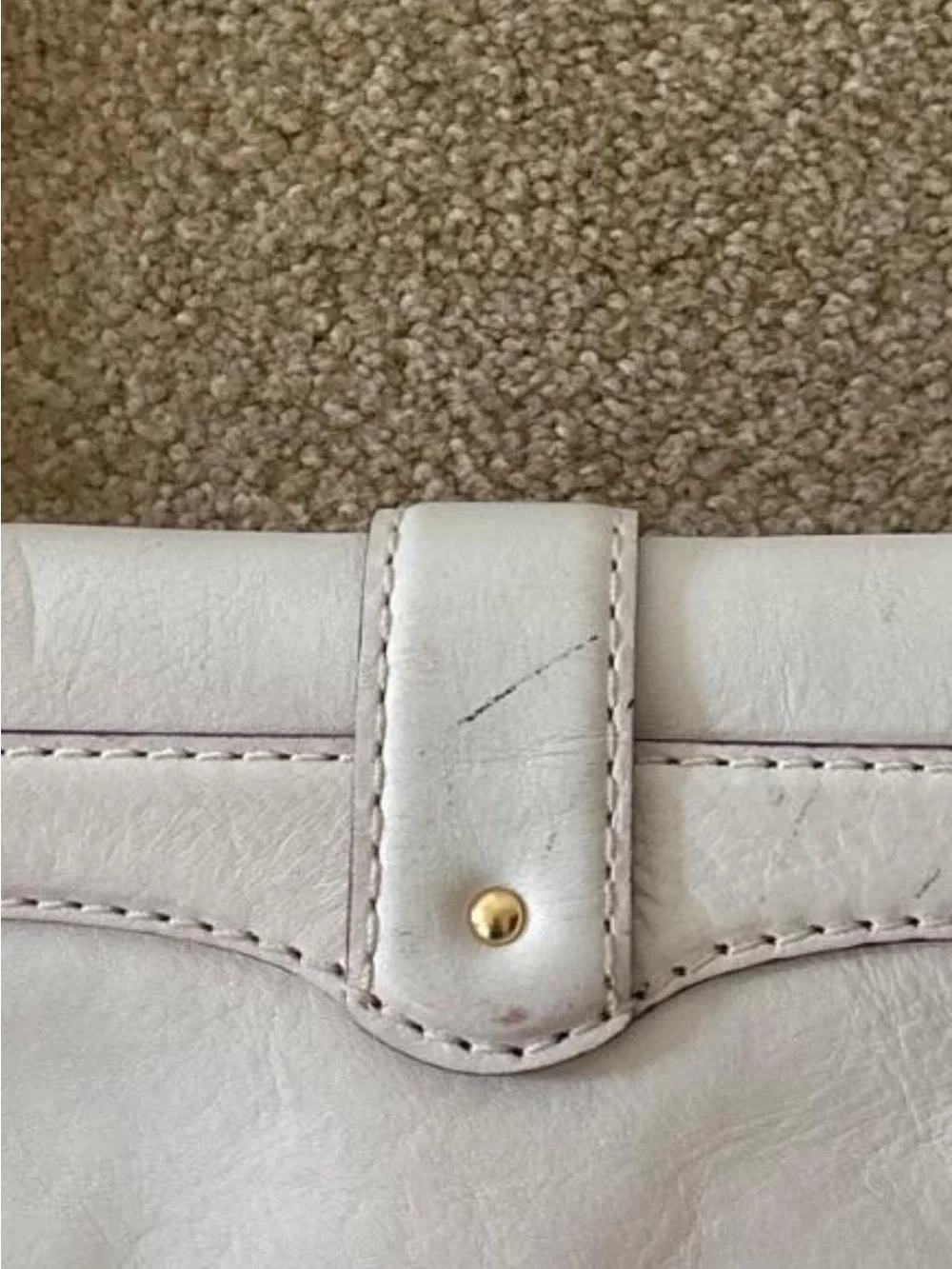 Michael Kors White Leather Mini Shoulder Bag with Gold Studs